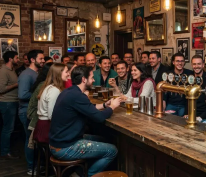 Urbánus bistro bár esti hangulatban, a város fényeivel